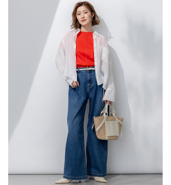 23区「【FUDGE掲載/接触冷感】23区DENIM サマー タック ワイド パンツ」|その他|