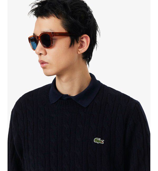 LACOSTE「ミドルゲージ ウールケーブルニット」|ニット・セーター|
