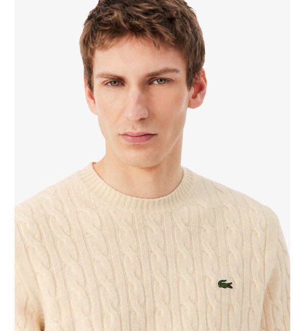 LACOSTE「ミドルゲージ ウールケーブルニット」|ニット・セーター|