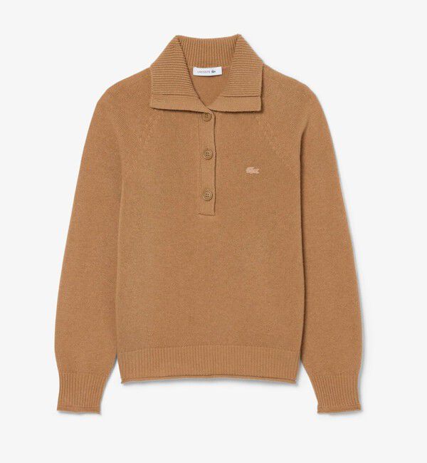LACOSTE「3Dニッティングハーフボタンハイネック ウールニットポロセーター」|ニット・セーター|