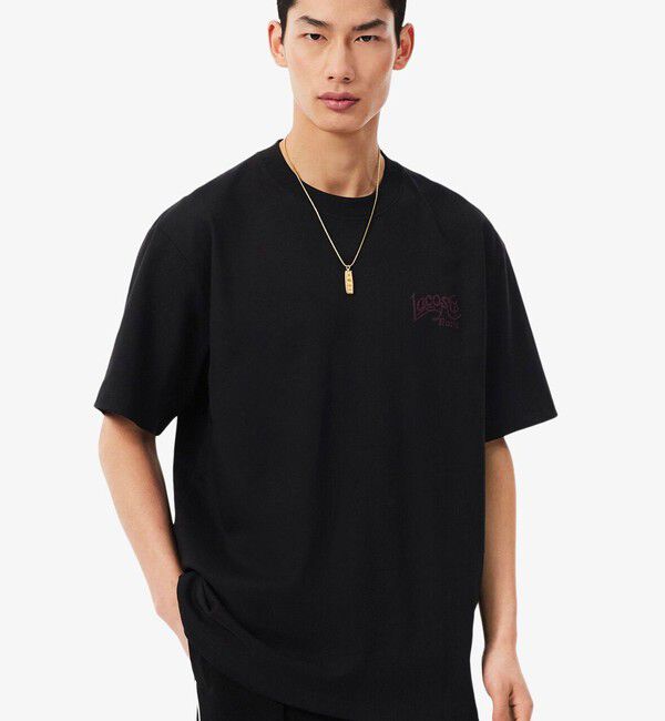 LACOSTE「LACOSTE PARISロゴステッチTシャツ」|Tシャツ・カットソー|ブラック