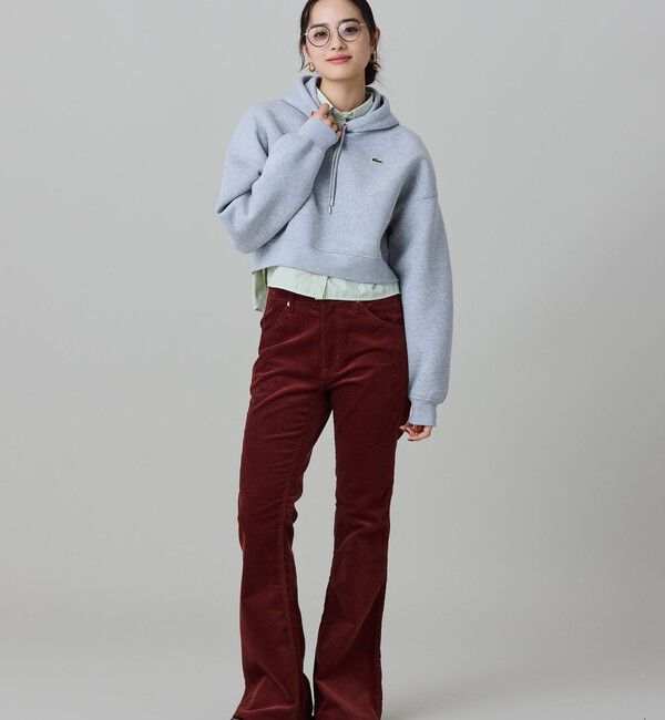 LACOSTE「ダブルフェイススウェットクロップドフーディ」|パーカー|