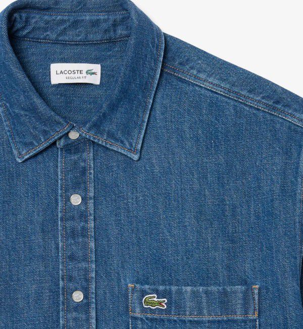 LACOSTE「ヘビーウェイト パール調スナップボタン デニムシャツ」|シャツ・ブラウス|