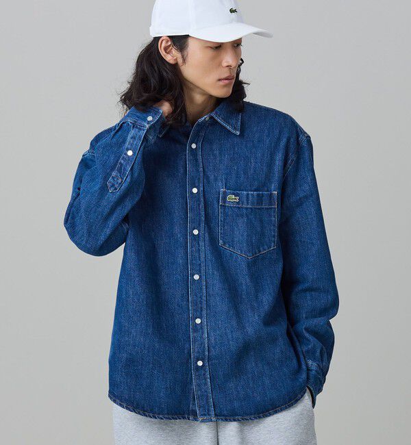 LACOSTE「ヘビーウェイト パール調スナップボタン デニムシャツ」|シャツ・ブラウス|