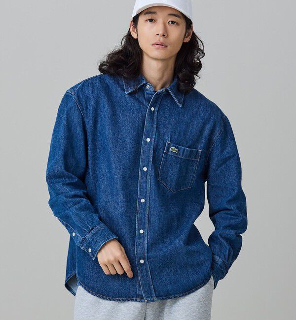 LACOSTE「ヘビーウェイト パール調スナップボタン デニムシャツ」|シャツ・ブラウス|