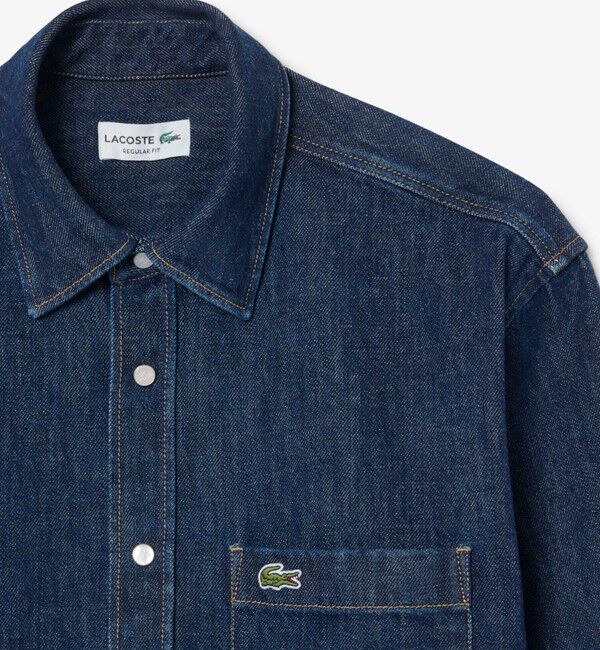 LACOSTE「ヘビーウェイト パール調スナップボタン デニムシャツ」|シャツ・ブラウス|