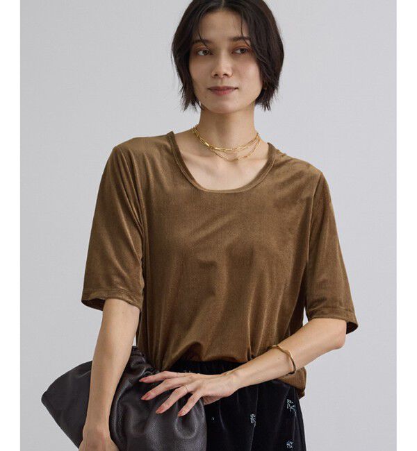 SALON adam et rope'「シアーベロアクルーネックプルオーバー」|Tシャツ・カットソー|キャメル(25)