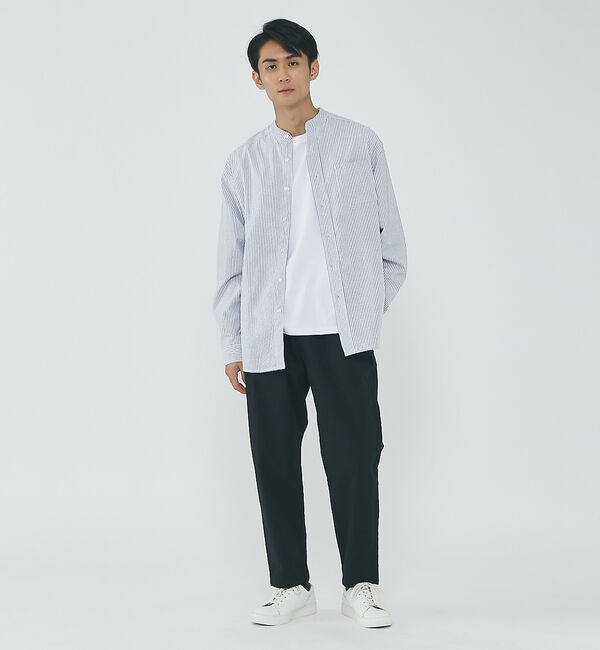 ABAHOUSE「ルーズ オーバー シルエット オックス バンドカラー シャツ」|シャツ・ブラウス|