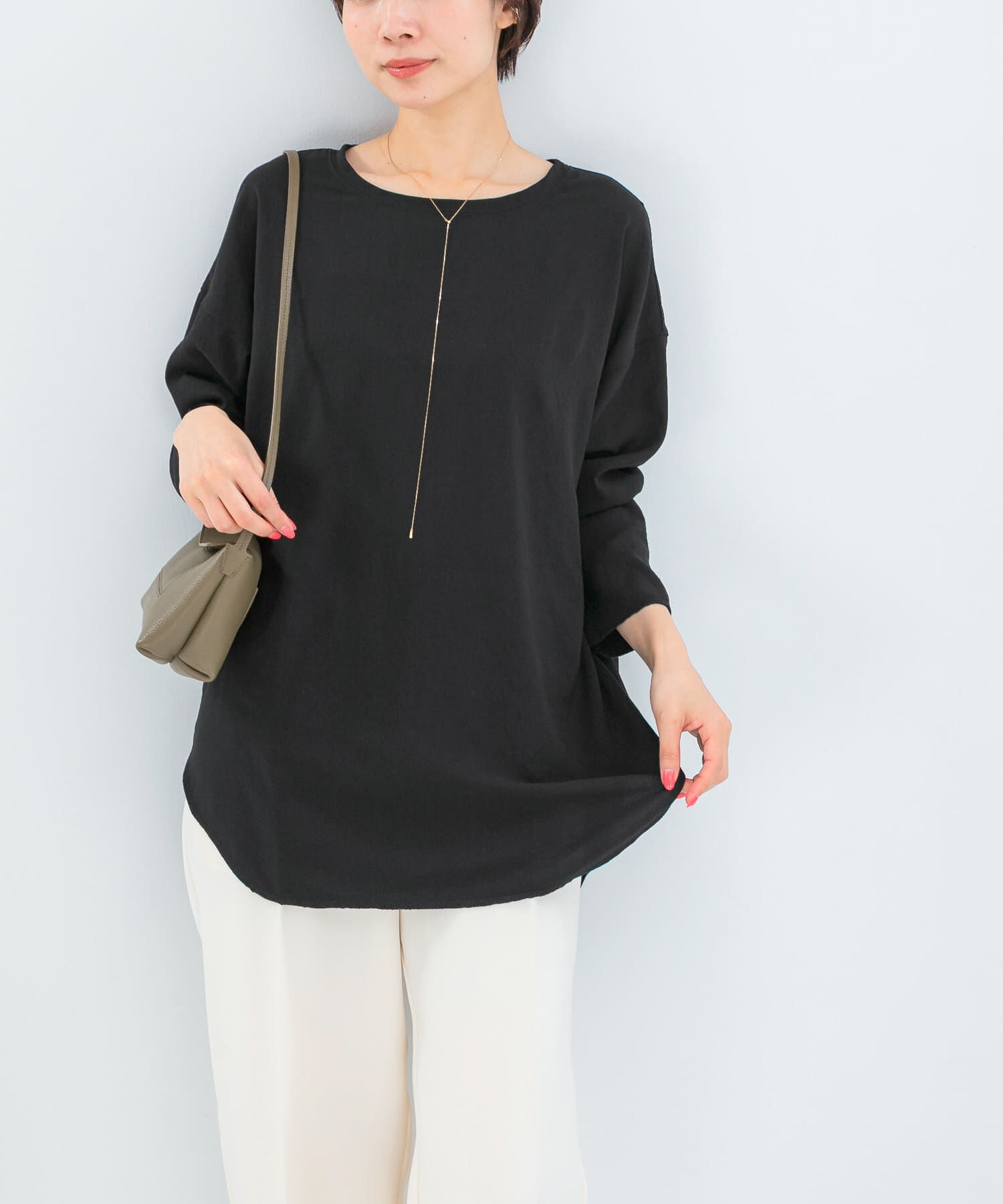 URBAN RESEARCH ROSSO「ストレッチジョーゼットプルオーバー」|Tシャツ・カットソー|ブラック