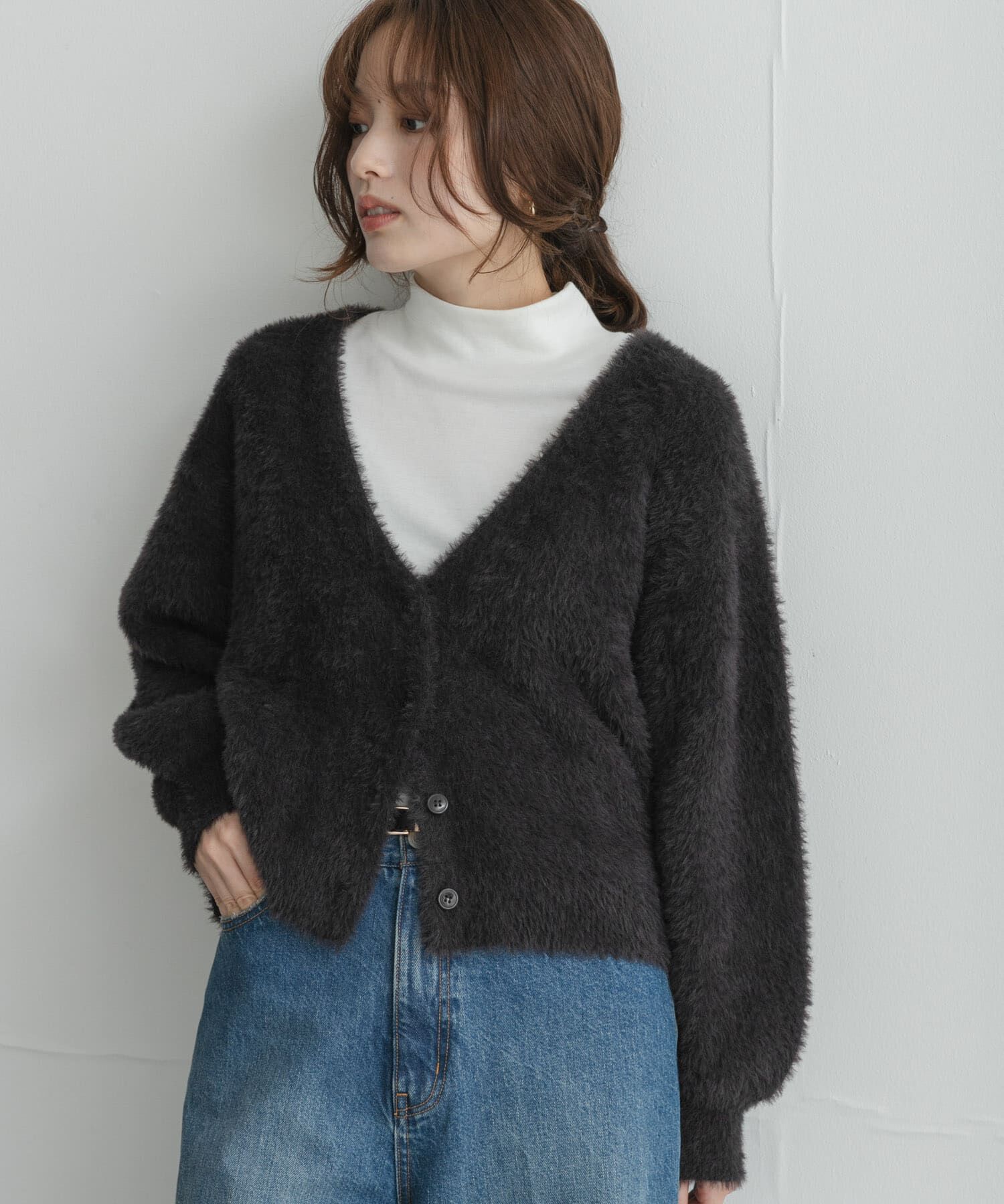 Sonny Label 「フェザーダブルフェイスカーディガン」|カーディガン|チャコールグレー