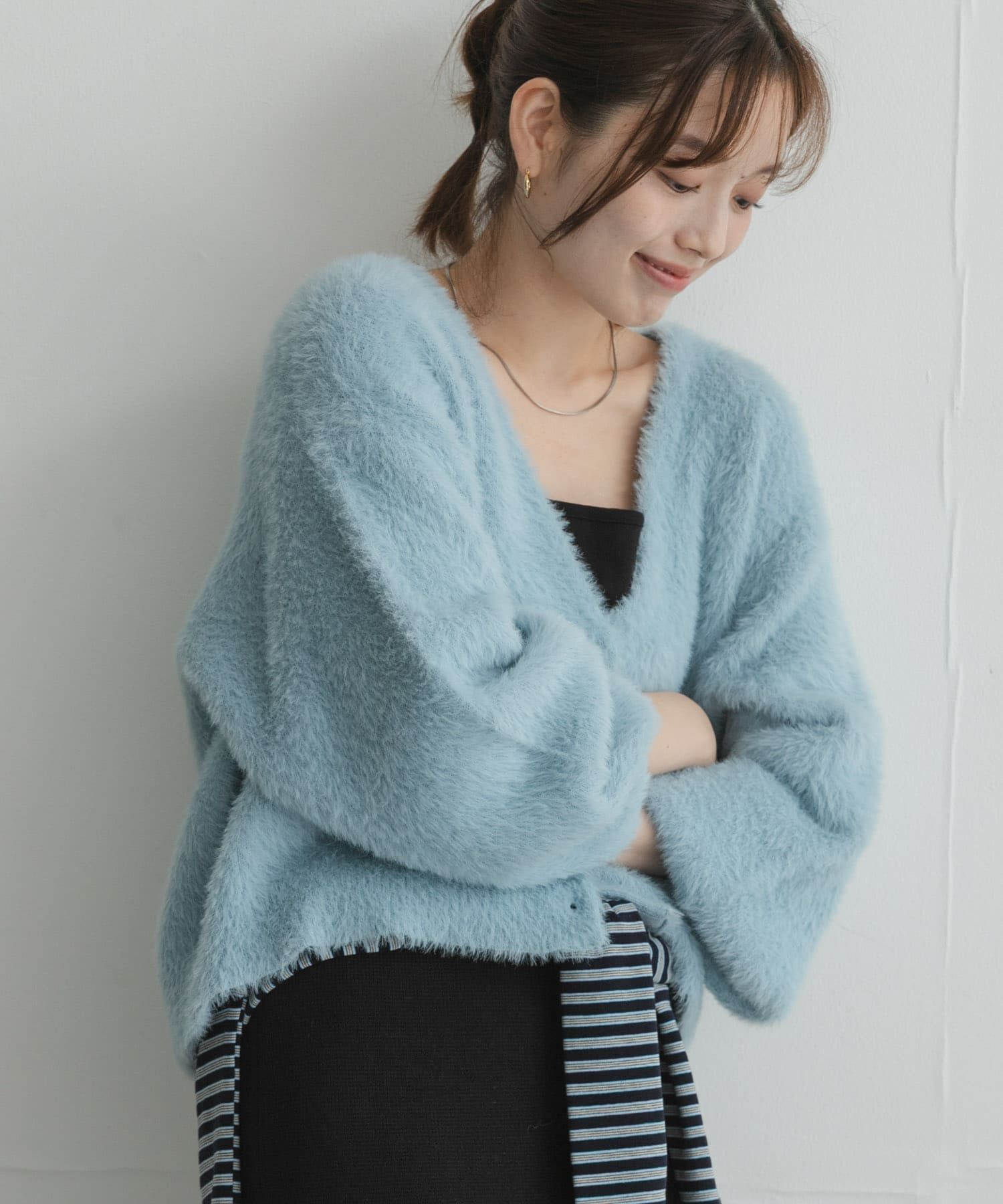 Sonny Label 「フェザーダブルフェイスカーディガン」|カーディガン|ライトブルー