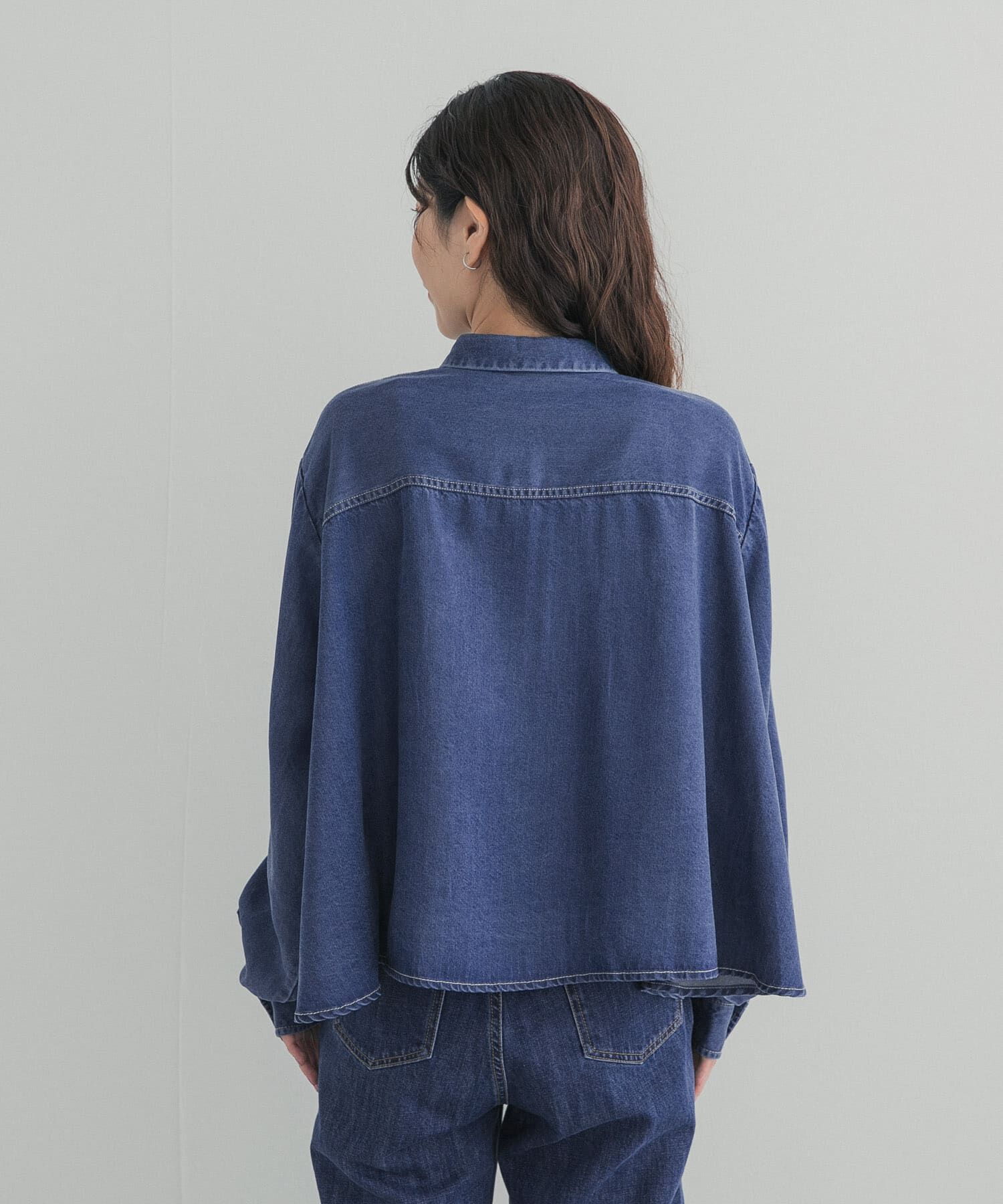 URBAN RESEARCH DOORS「デニム切替ショート丈シャツ 26AW」|シャツ・ブラウス|