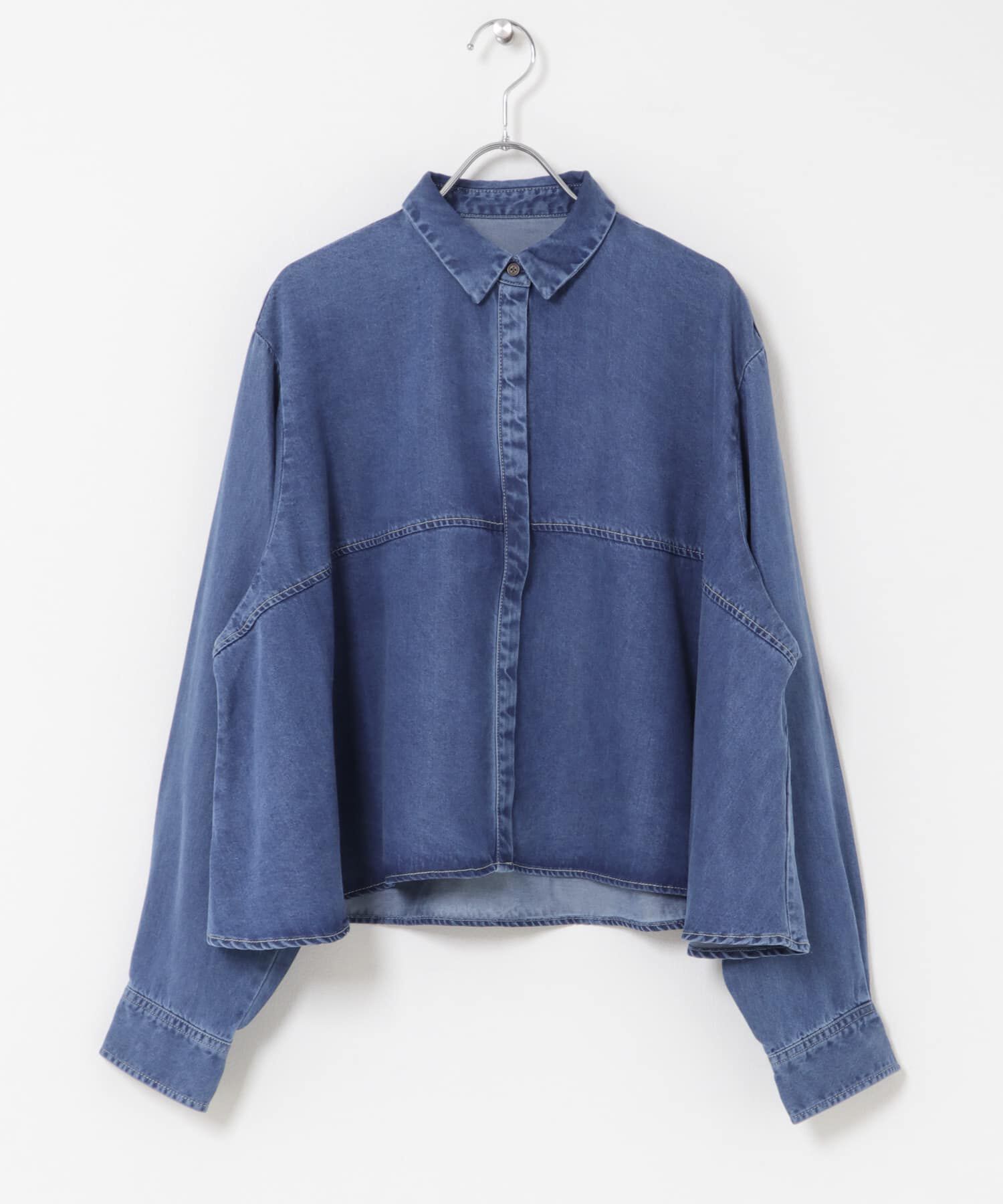 URBAN RESEARCH DOORS「デニム切替ショート丈シャツ 26AW」|シャツ・ブラウス|