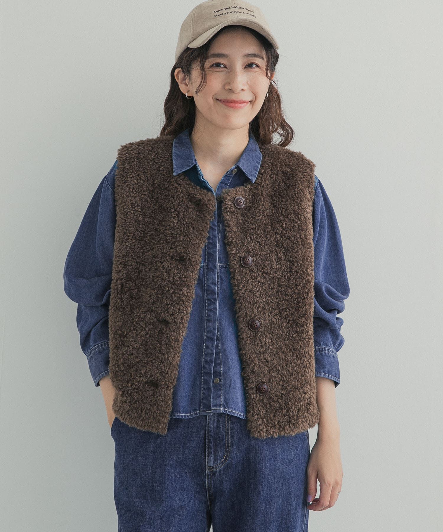 URBAN RESEARCH DOORS「デニム切替ショート丈シャツ 26AW」|シャツ・ブラウス|