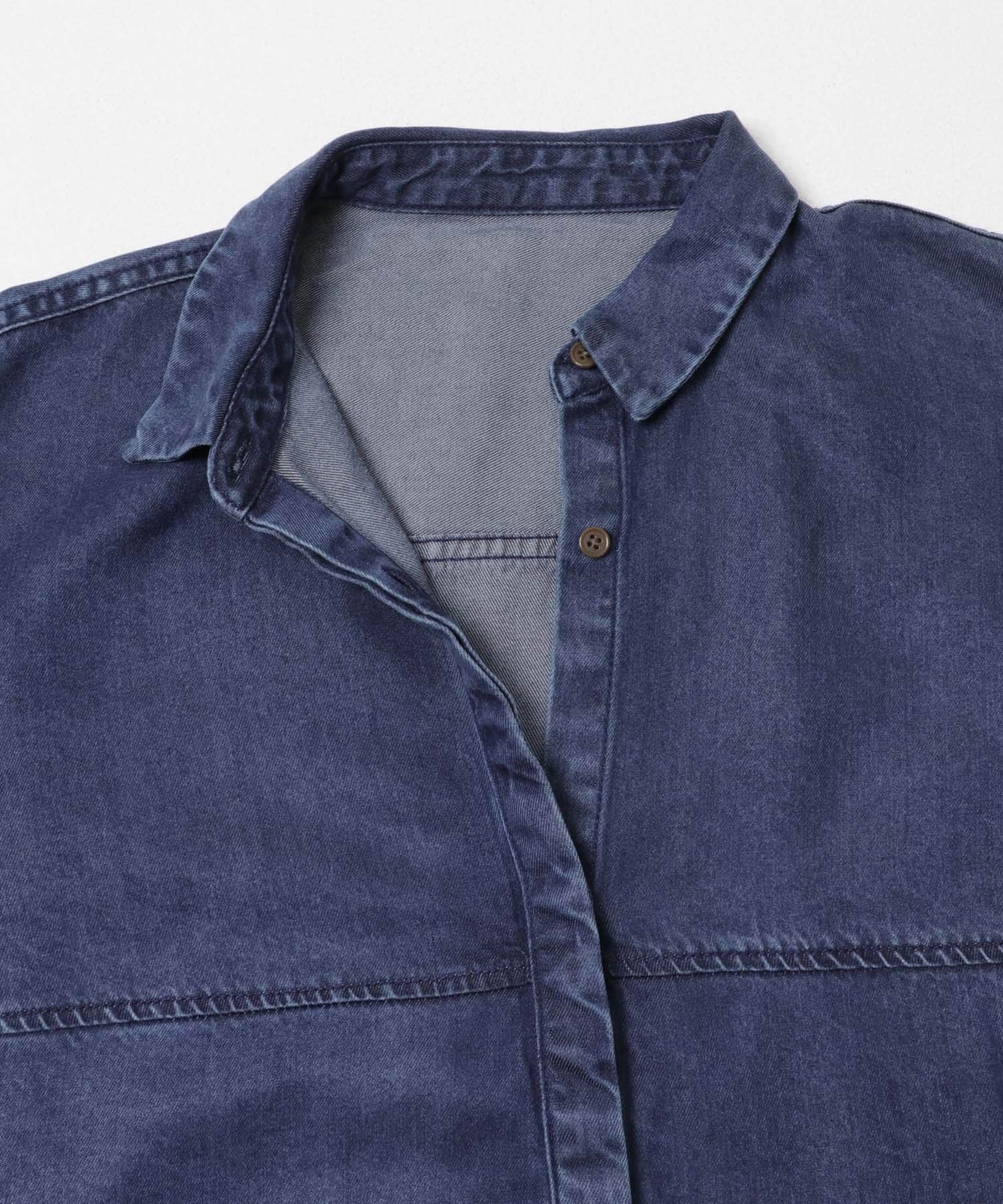 URBAN RESEARCH DOORS「デニム切替ショート丈シャツ 26AW」|シャツ・ブラウス|