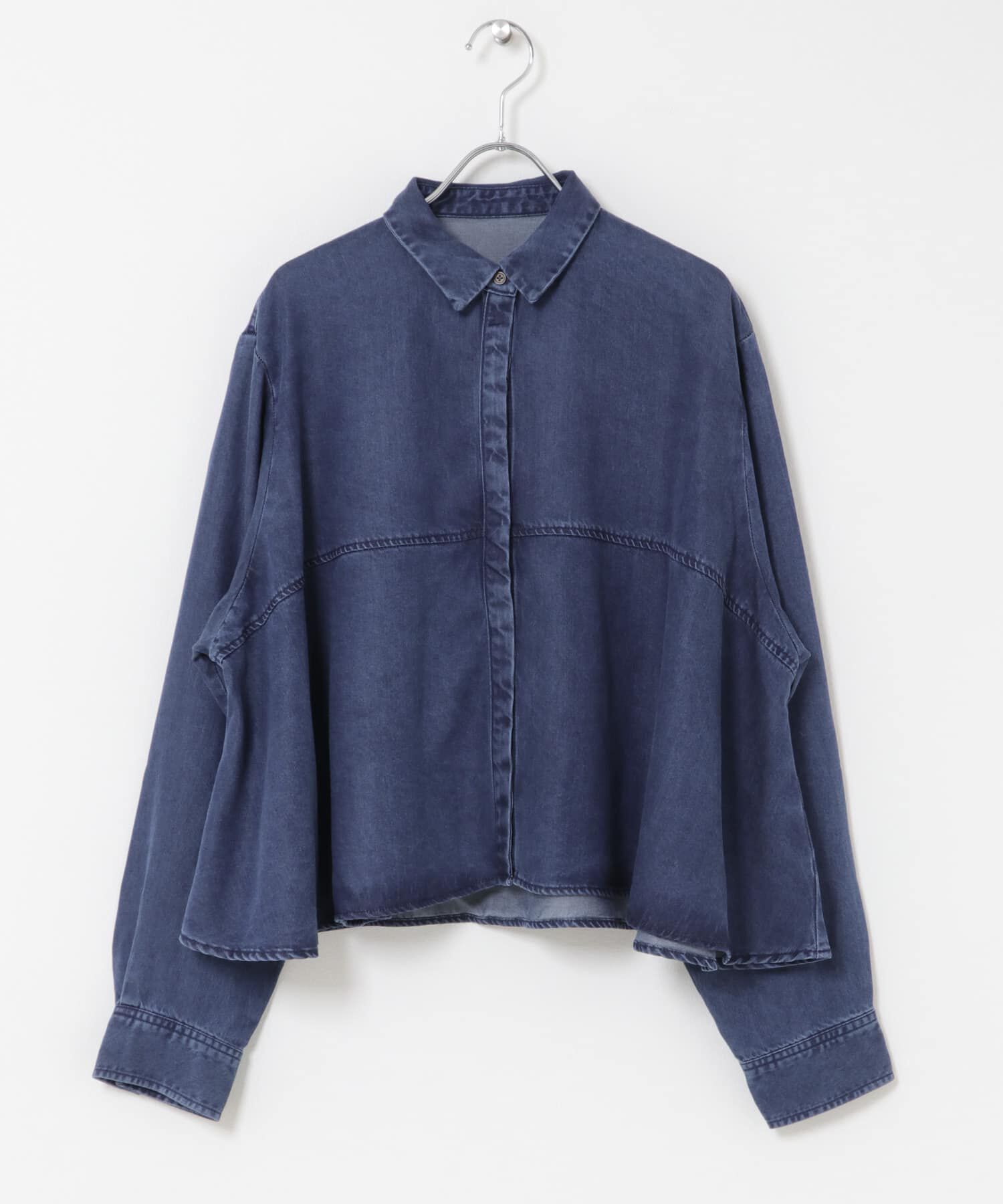 URBAN RESEARCH DOORS「デニム切替ショート丈シャツ 26AW」|シャツ・ブラウス|