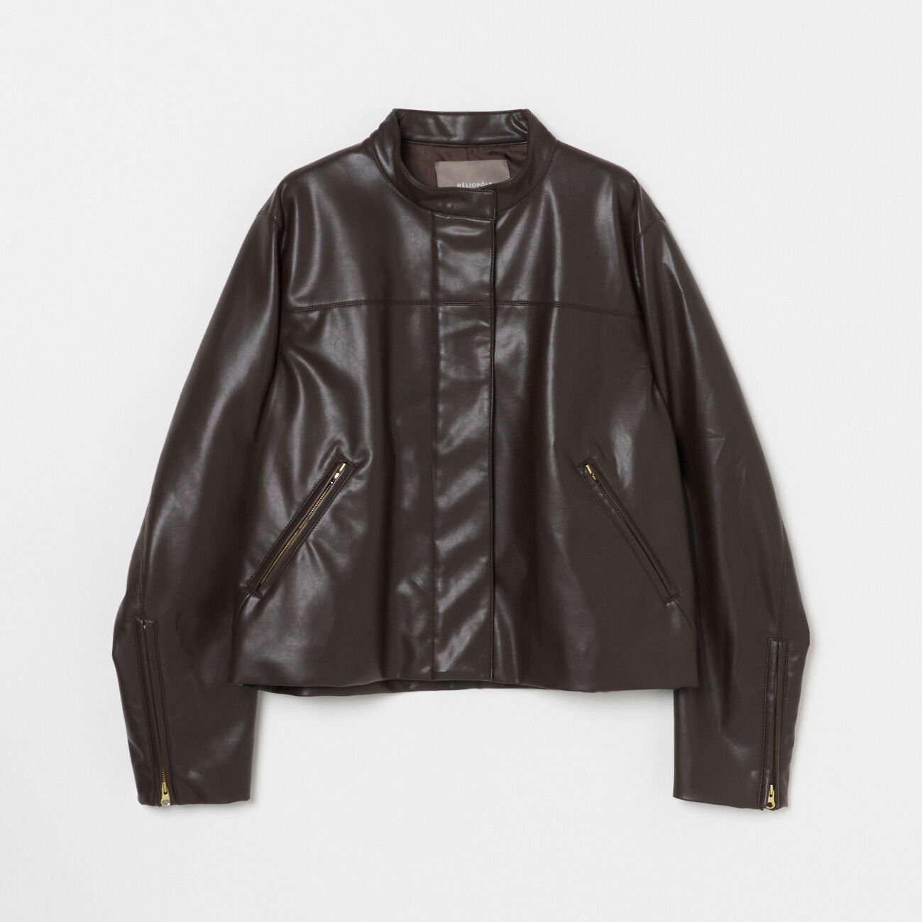 HELIOPOLE「HELIOPOLE SYNTHETIC LEATHER RIDERS JACKET」|ブルゾン・スタジャン|ダークブラウン