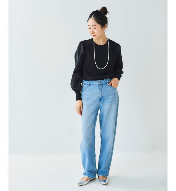 le.coeur blanc「《WEB限定アイテム》チュールワンピース＆タフタスリーブニットSET」|ワンピース|