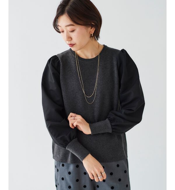 le.coeur blanc「《WEB限定アイテム》チュールワンピース＆タフタスリーブニットSET」|ワンピース|