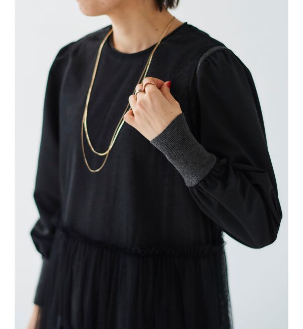 le.coeur blanc「《WEB限定アイテム》チュールワンピース＆タフタスリーブニットSET」|ワンピース|