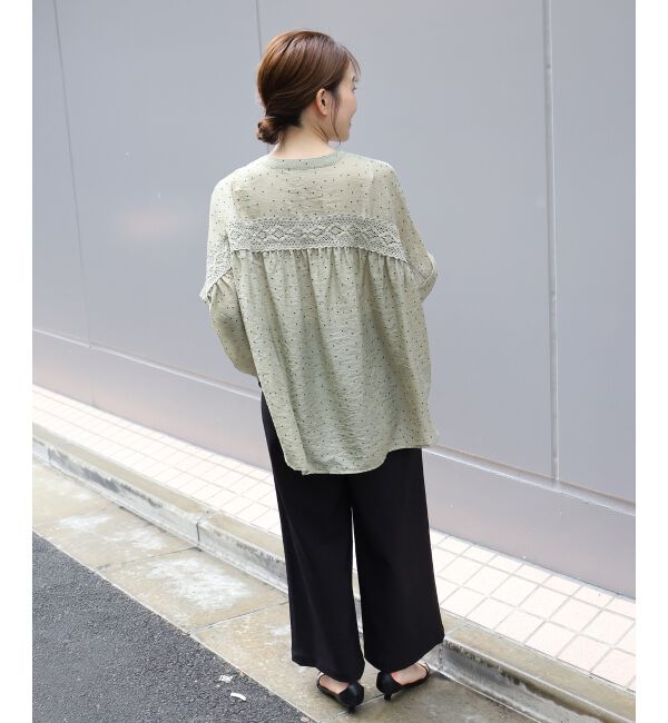  「フロッキードットバックレースギャザーブラウス」|シャツ・ブラウス|