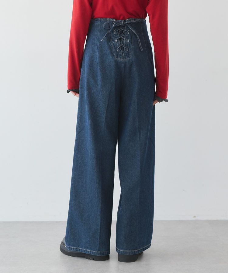 earth music&ecology「【WEB限定】フロントZIPバックレースアップデニム」|デニム|Indigo