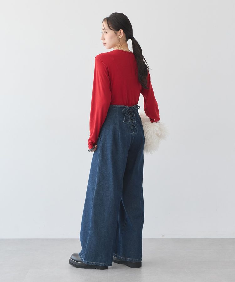 earth music&ecology「【WEB限定】フロントZIPバックレースアップデニム」|デニム|