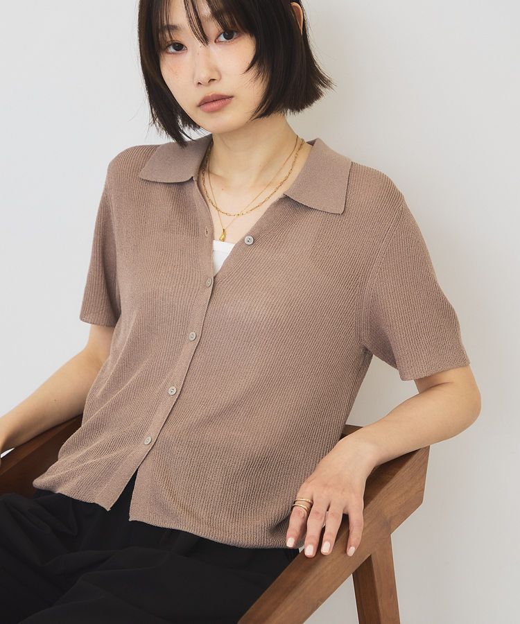 AMERICAN HOLIC「襟付きスキッパー半袖ニットポロ」|カーディガン|