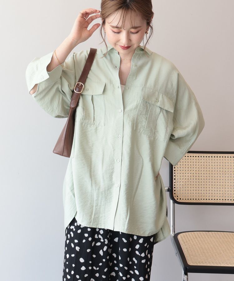 AMERICAN HOLIC「【WEB限定】接触冷感Wポケットシャツチュニック」|シャツ・ブラウス|