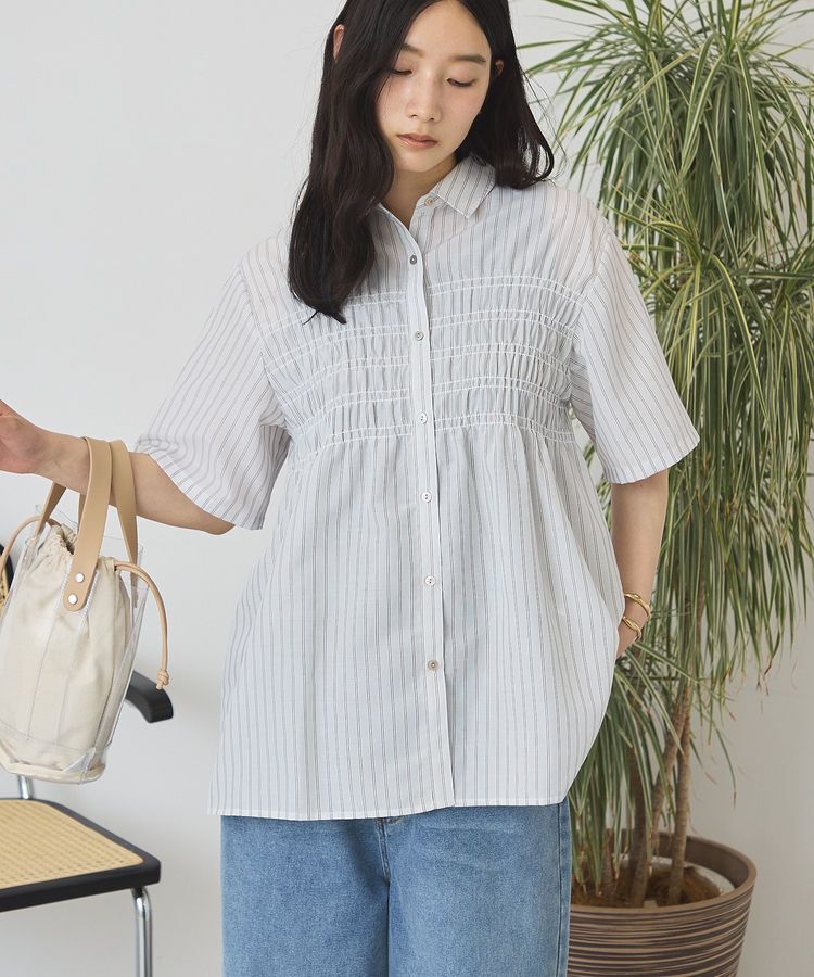AMERICAN HOLIC「シャーリング半袖シャツ」|シャツ・ブラウス|