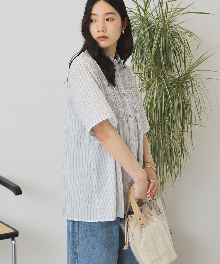 AMERICAN HOLIC「シャーリング半袖シャツ」|シャツ・ブラウス|
