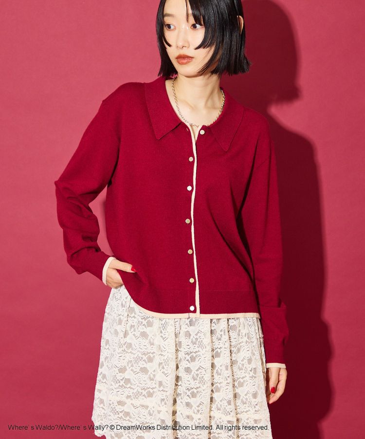 AMERICAN HOLIC「【WHERE'S WALLY?】配色レイヤードニットポロ」|ニット・セーター|