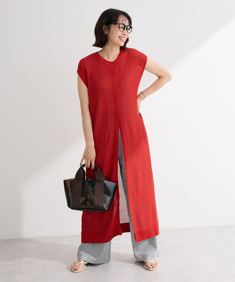 Green Parks「前後2WAYレイヤーニットワンピース」|ワンピース|Red