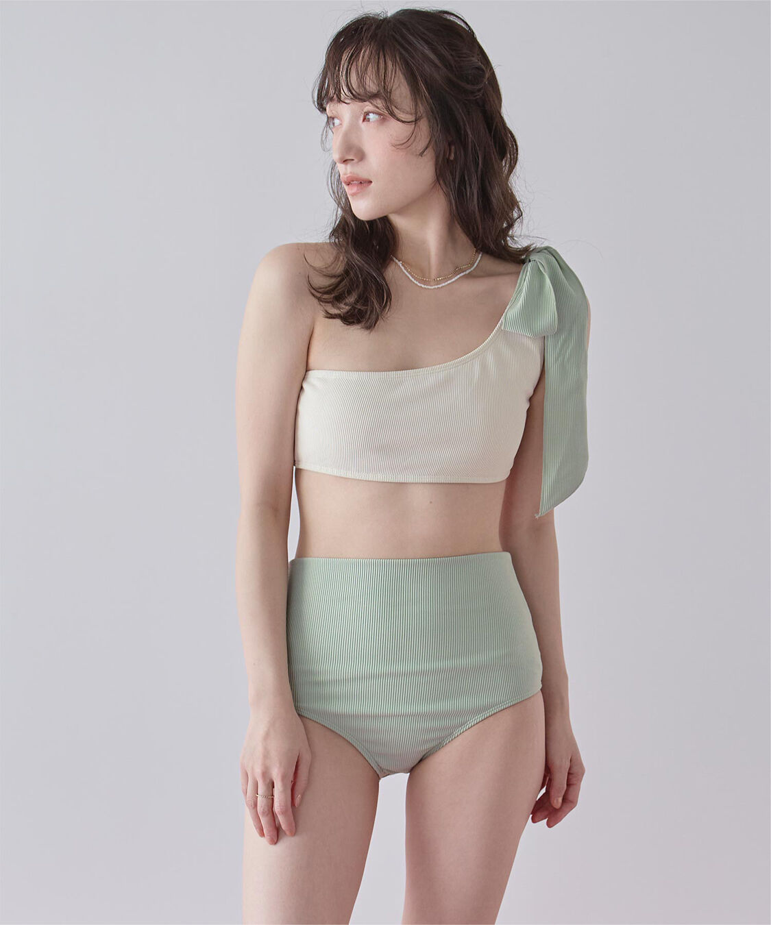 SEA DRESS「ワンショルダーデザインリブビキニ」|ビキニ|