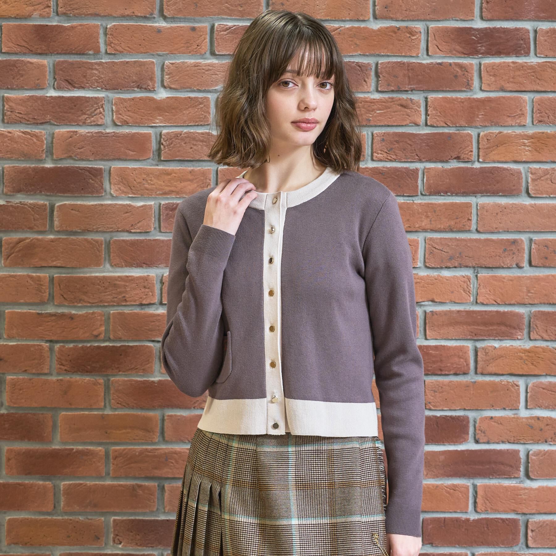 DRESSTERIOR「【マシンウォッシャブル】コットンカシミヤバイカラーカーディガン」|カーディガン|