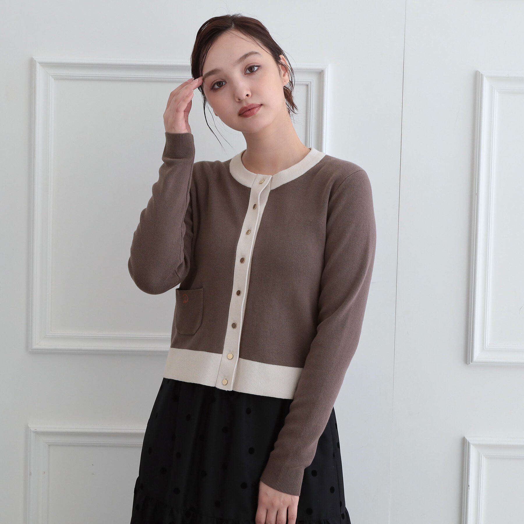 DRESSTERIOR「【マシンウォッシャブル】コットンカシミヤバイカラーカーディガン」|カーディガン|