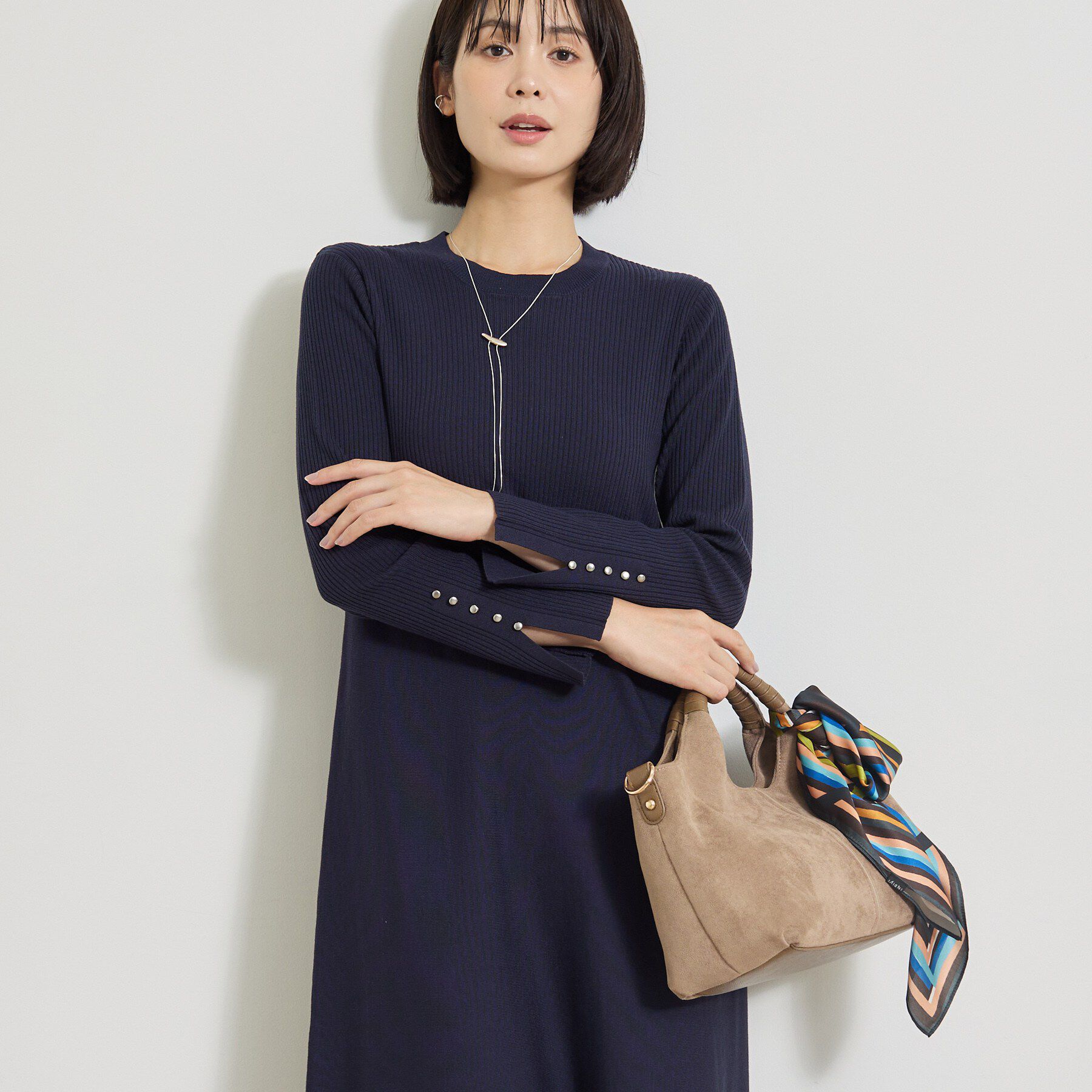 INDIVI「【一着でコーデ完成！】ニットコンビ 美スタイルワンピース」|ワンピース|