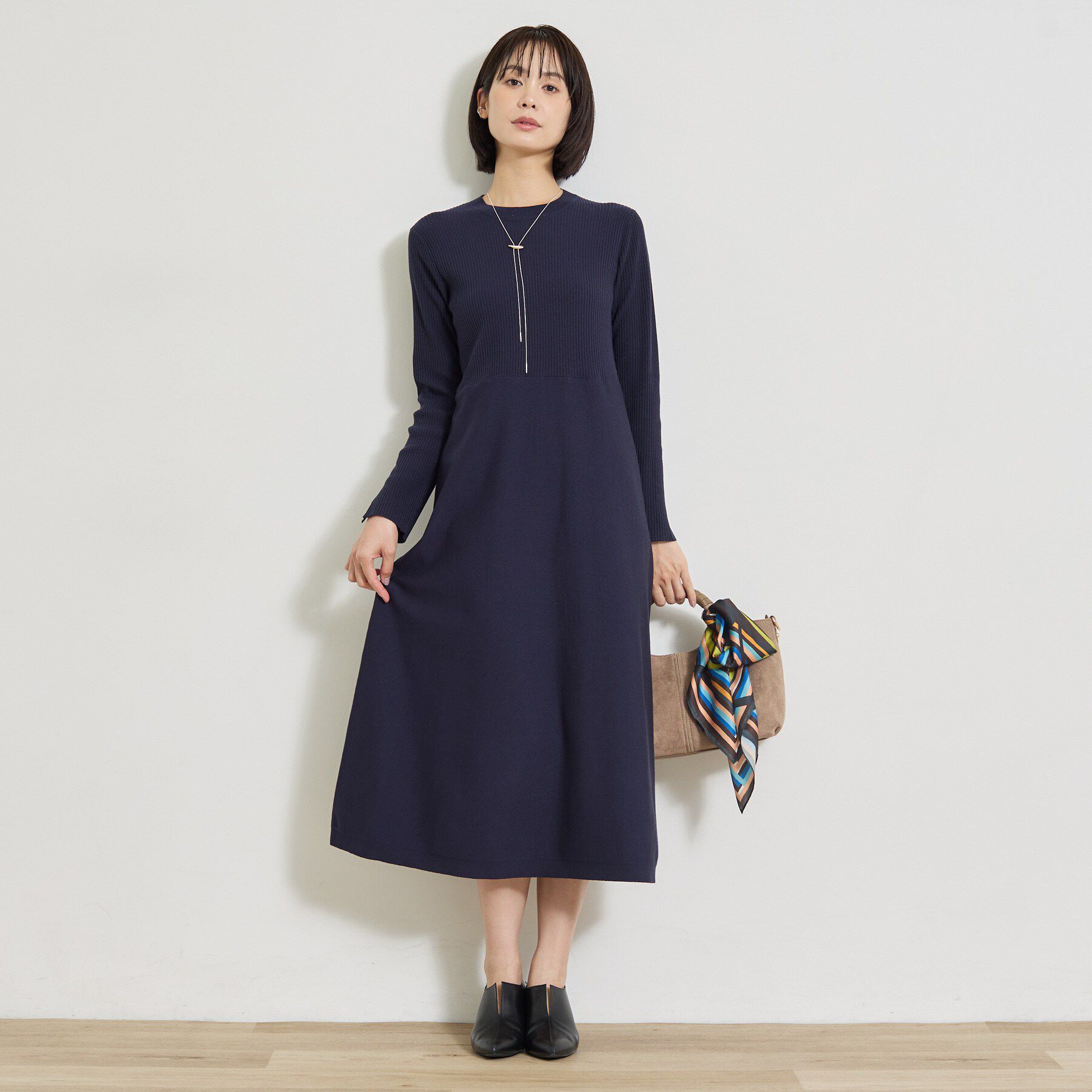 INDIVI「【一着でコーデ完成！】ニットコンビ 美スタイルワンピース」|ワンピース|