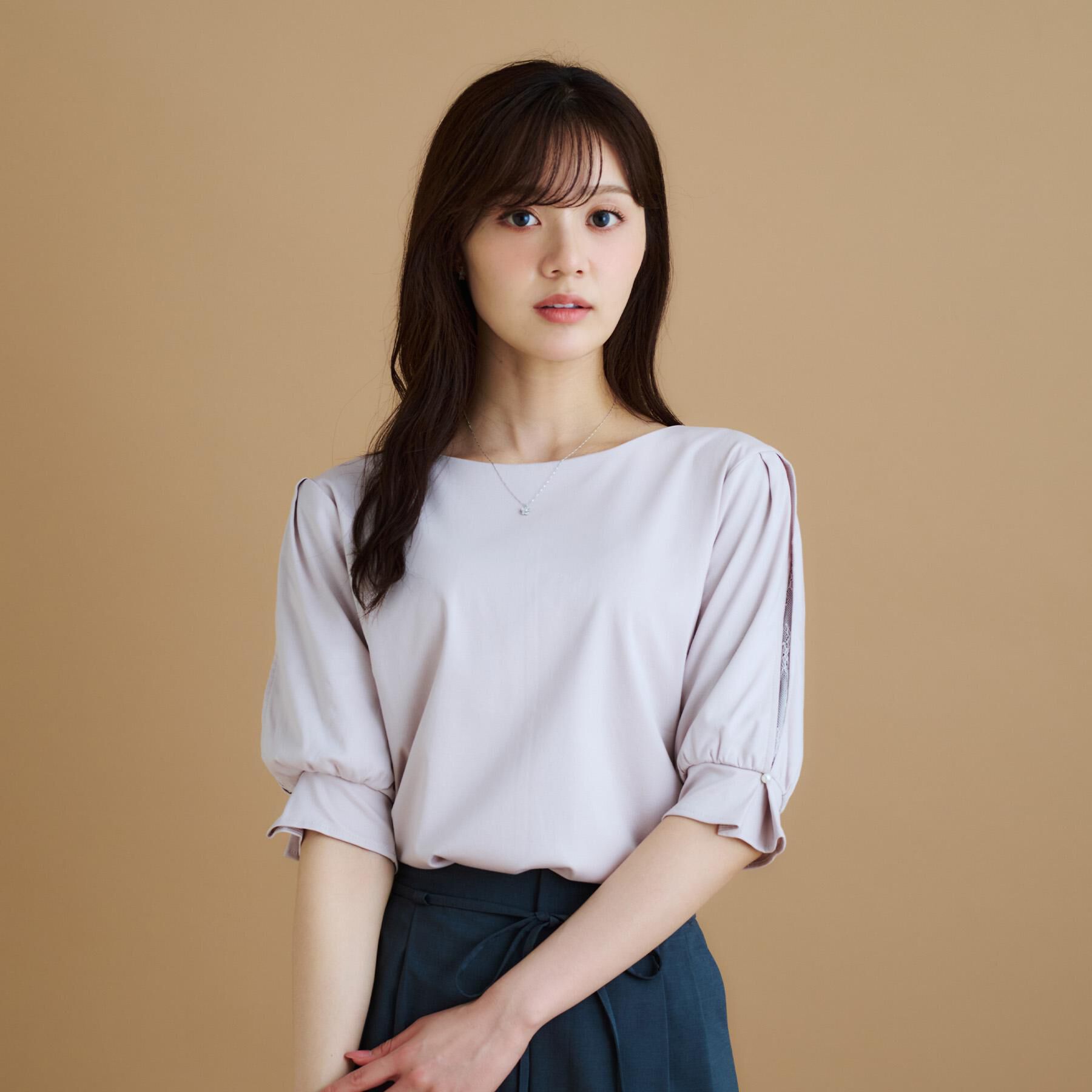 index「レースドッキングスリーブトップス【洗濯機洗い可／UVケア】」|Tシャツ・カットソー|