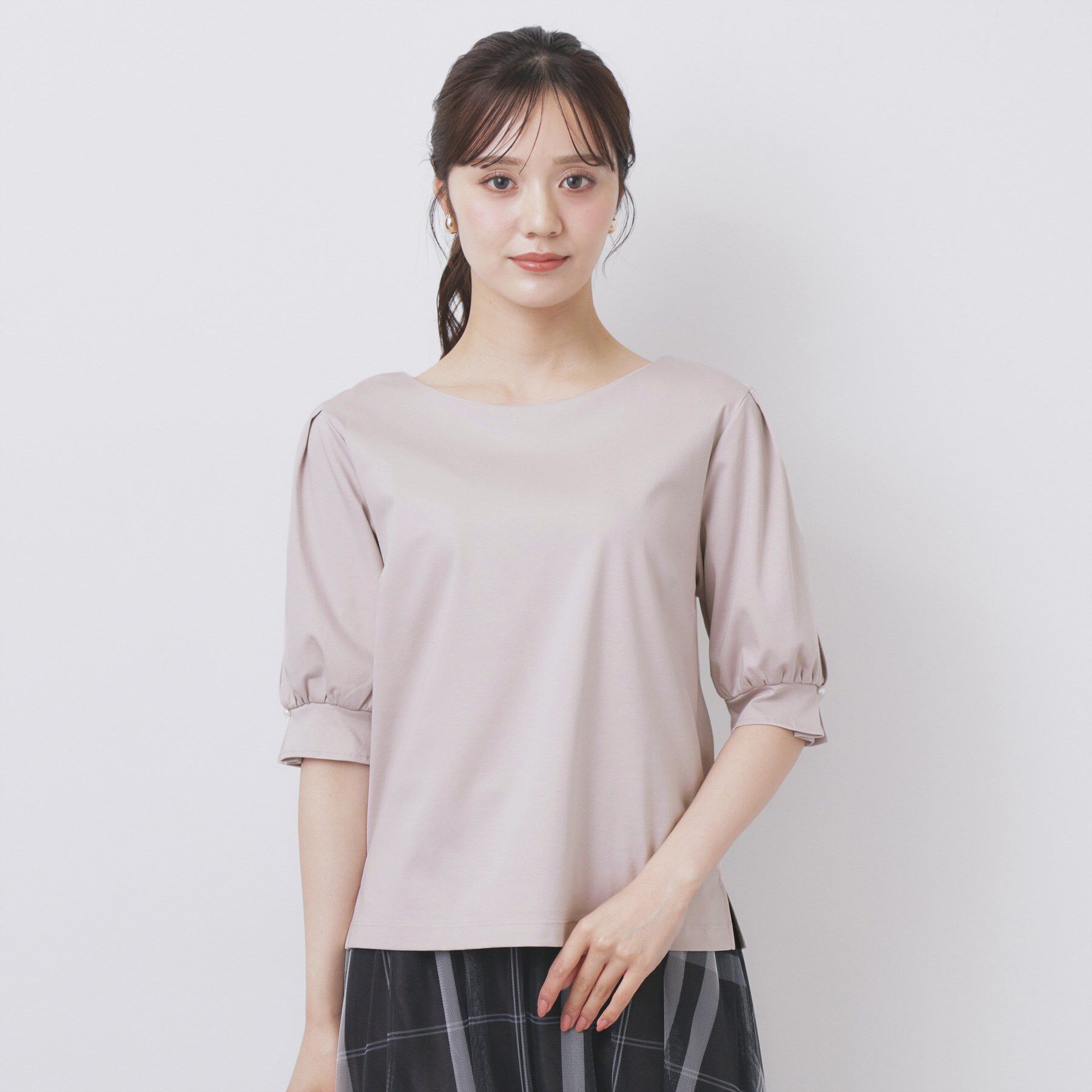 index「レースドッキングスリーブトップス【洗濯機洗い可／UVケア】」|Tシャツ・カットソー|