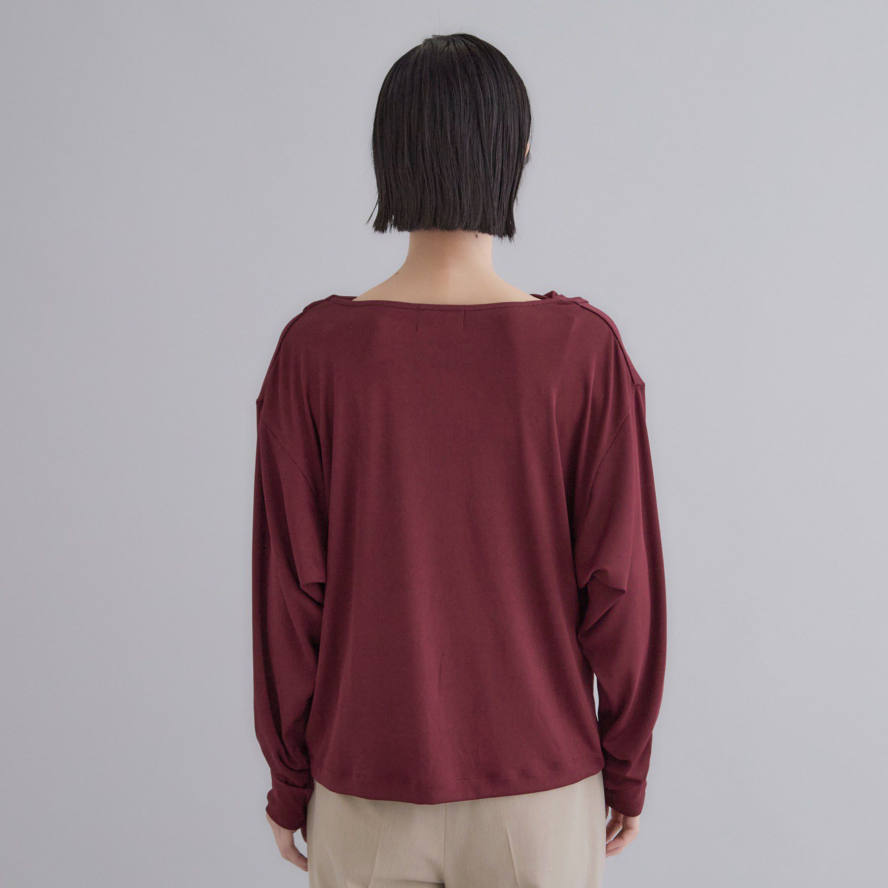 OPAQUE.CLIP「【es】ドレープネック アシンメトリーカットソー【洗濯機OK】」|Tシャツ・カットソー|