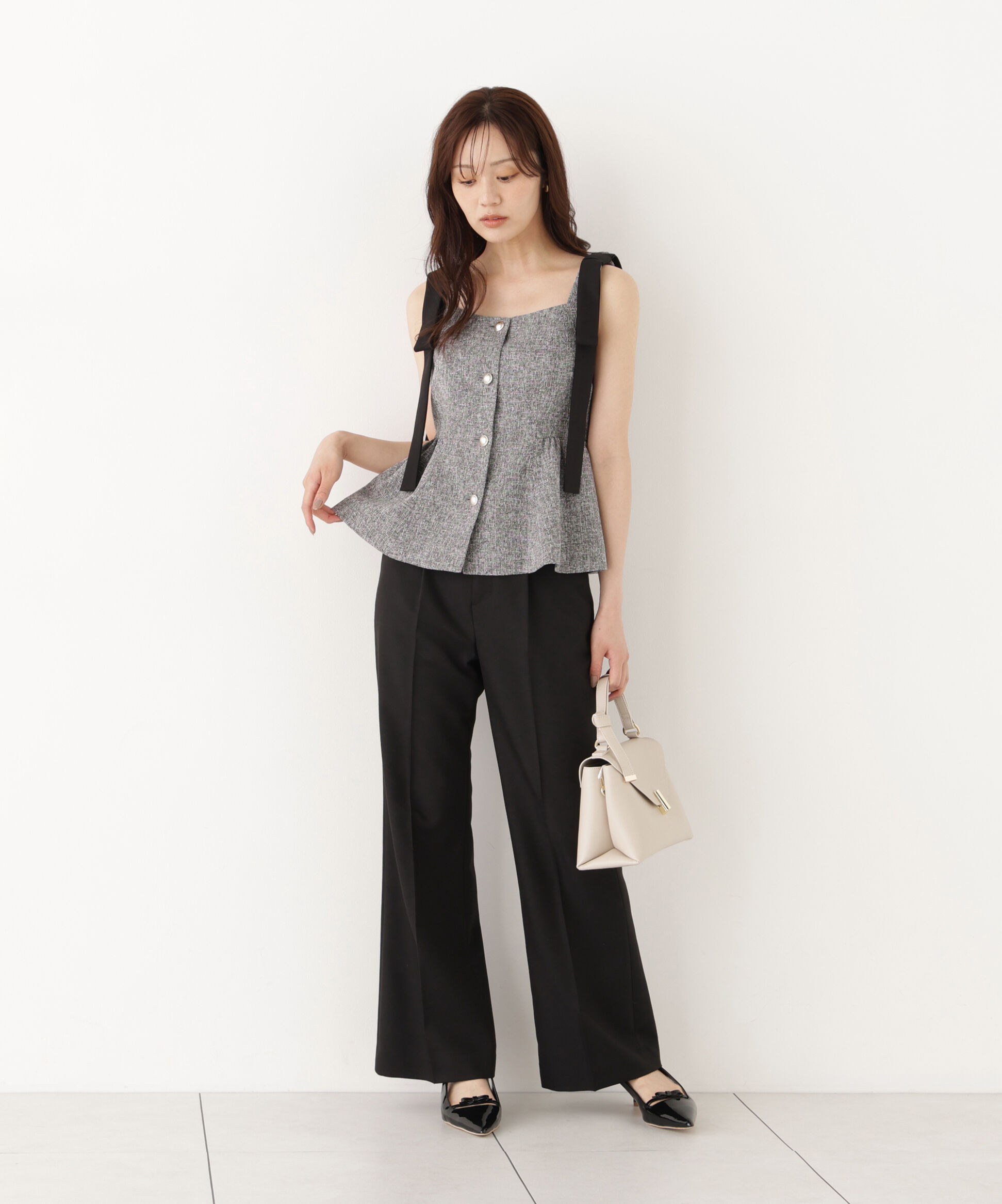 PROPORTION BODY DRESSING「リボンペプラムジレ 26AW」|ブルゾン・スタジャン|