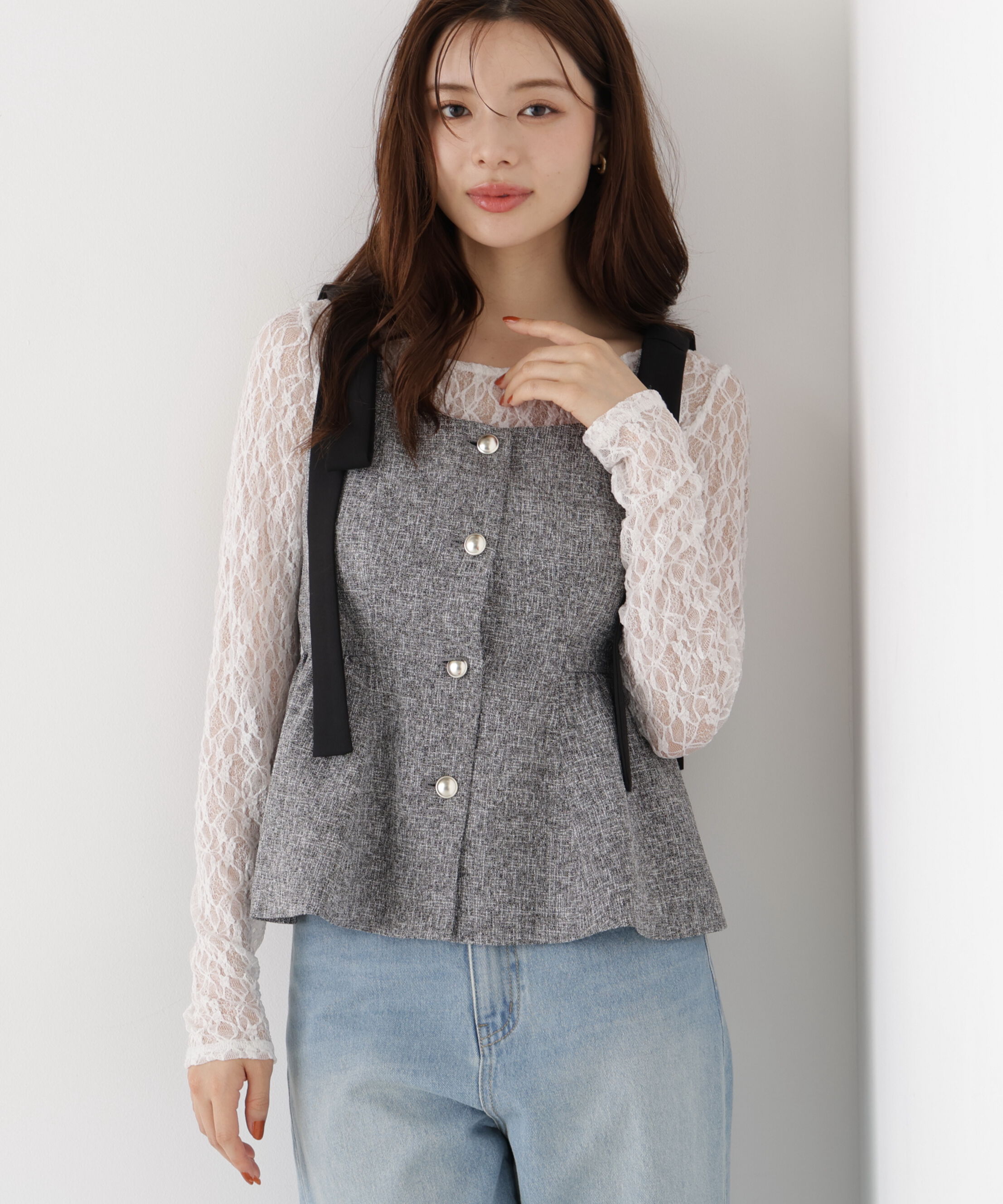PROPORTION BODY DRESSING「リボンペプラムジレ 26AW」|ブルゾン・スタジャン|
