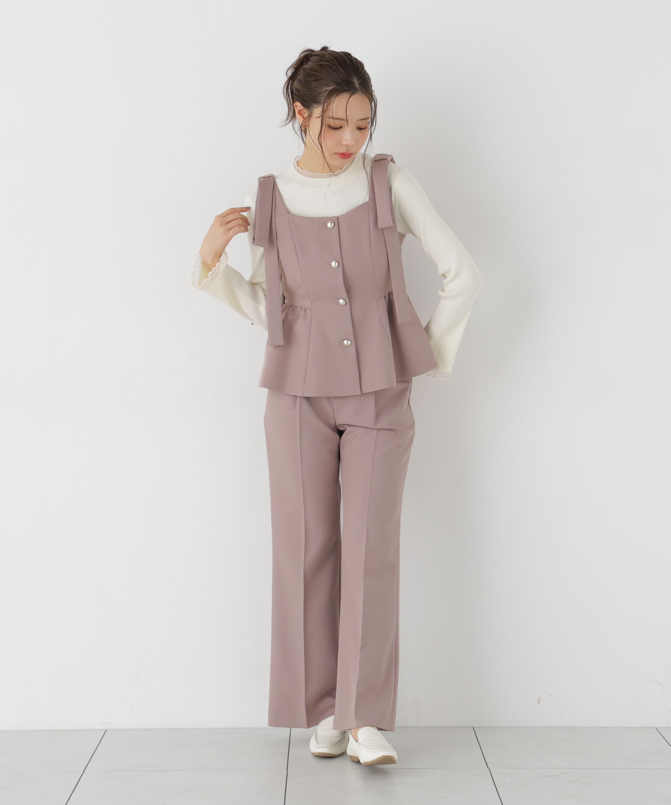 PROPORTION BODY DRESSING「リボンペプラムジレ 26AW」|ブルゾン・スタジャン|