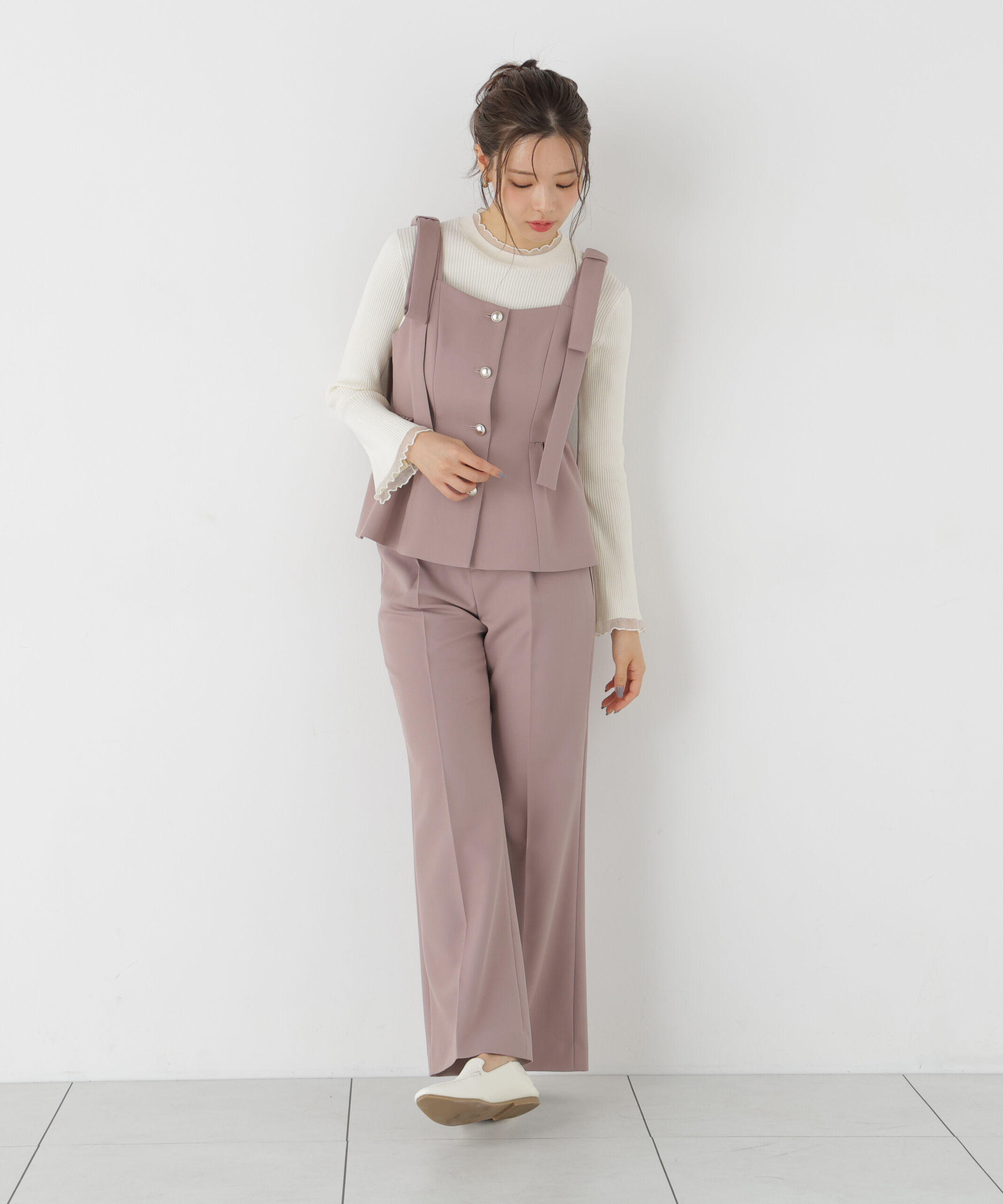 PROPORTION BODY DRESSING「リボンペプラムジレ 26AW」|ブルゾン・スタジャン|