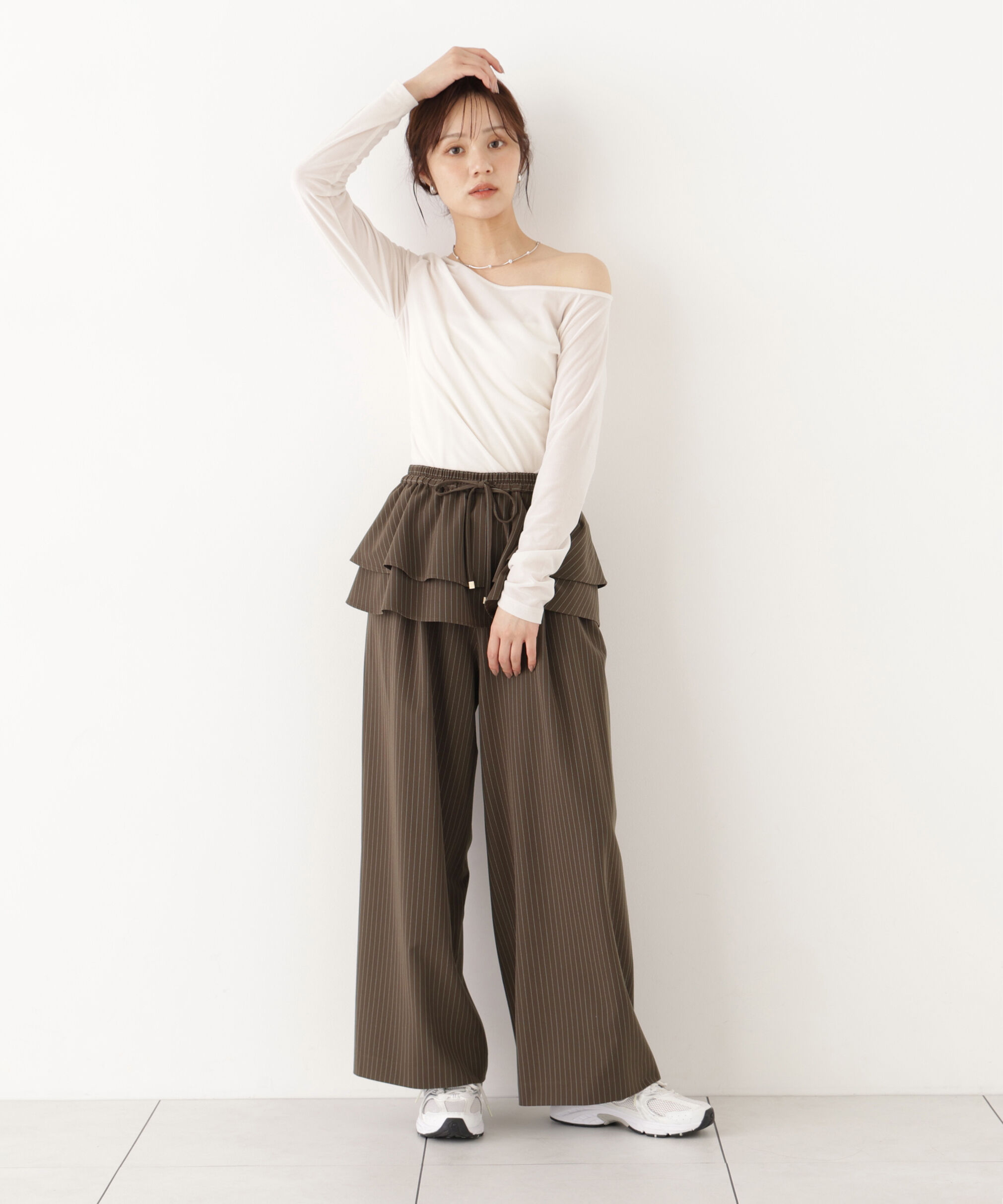  「＜a/mie＞リボンシアーベロアカットソー 26AW」|Tシャツ・カットソー|