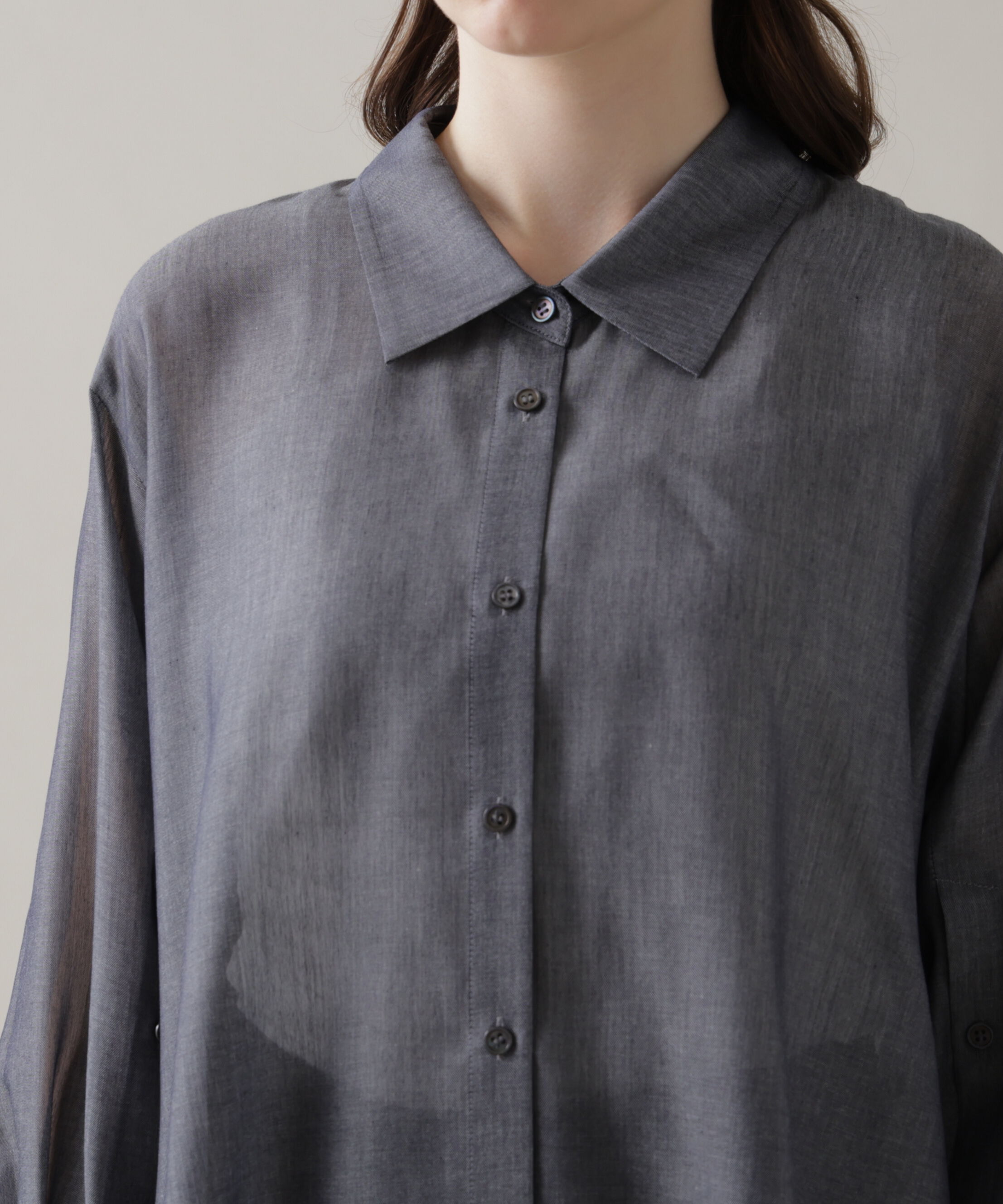  「スリーブボタンシアーシャツ」|シャツ・ブラウス|