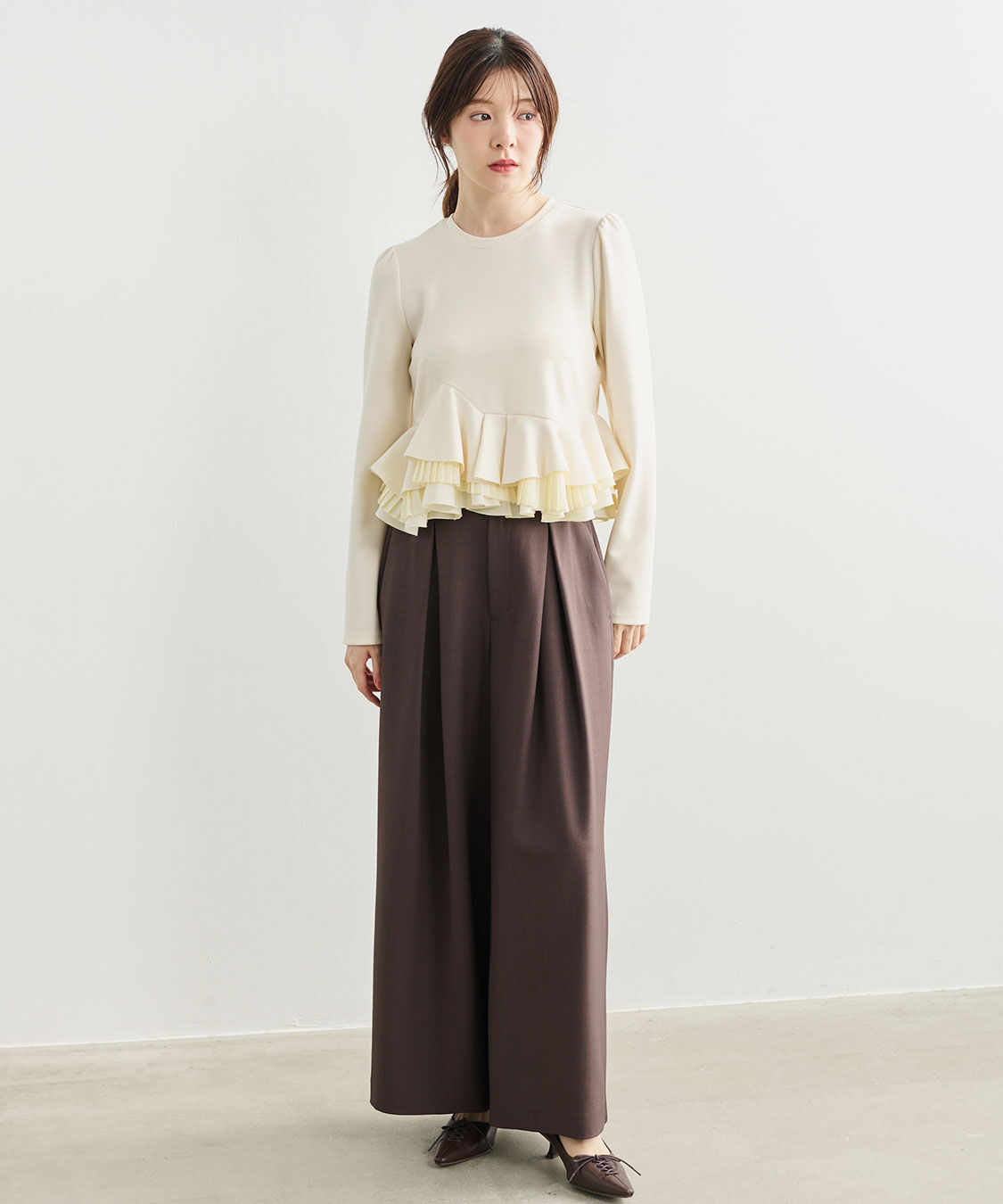 COCO DEAL「クロスタックワイドパンツ」|スラックス|