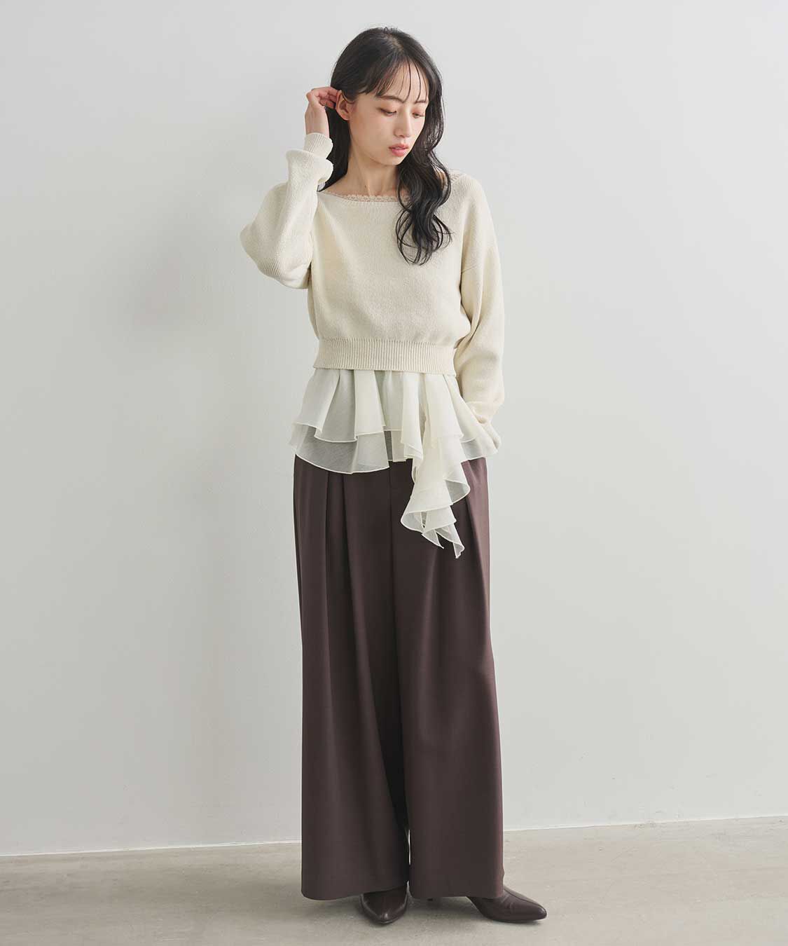 COCO DEAL「クロスタックワイドパンツ」|スラックス|
