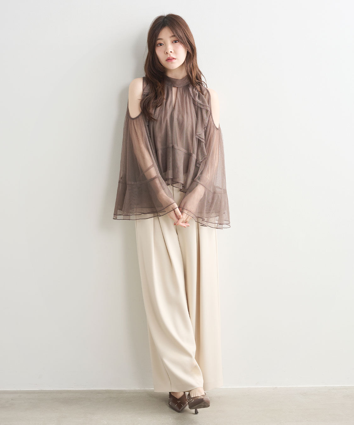 COCO DEAL「クロスタックワイドパンツ」|スラックス|
